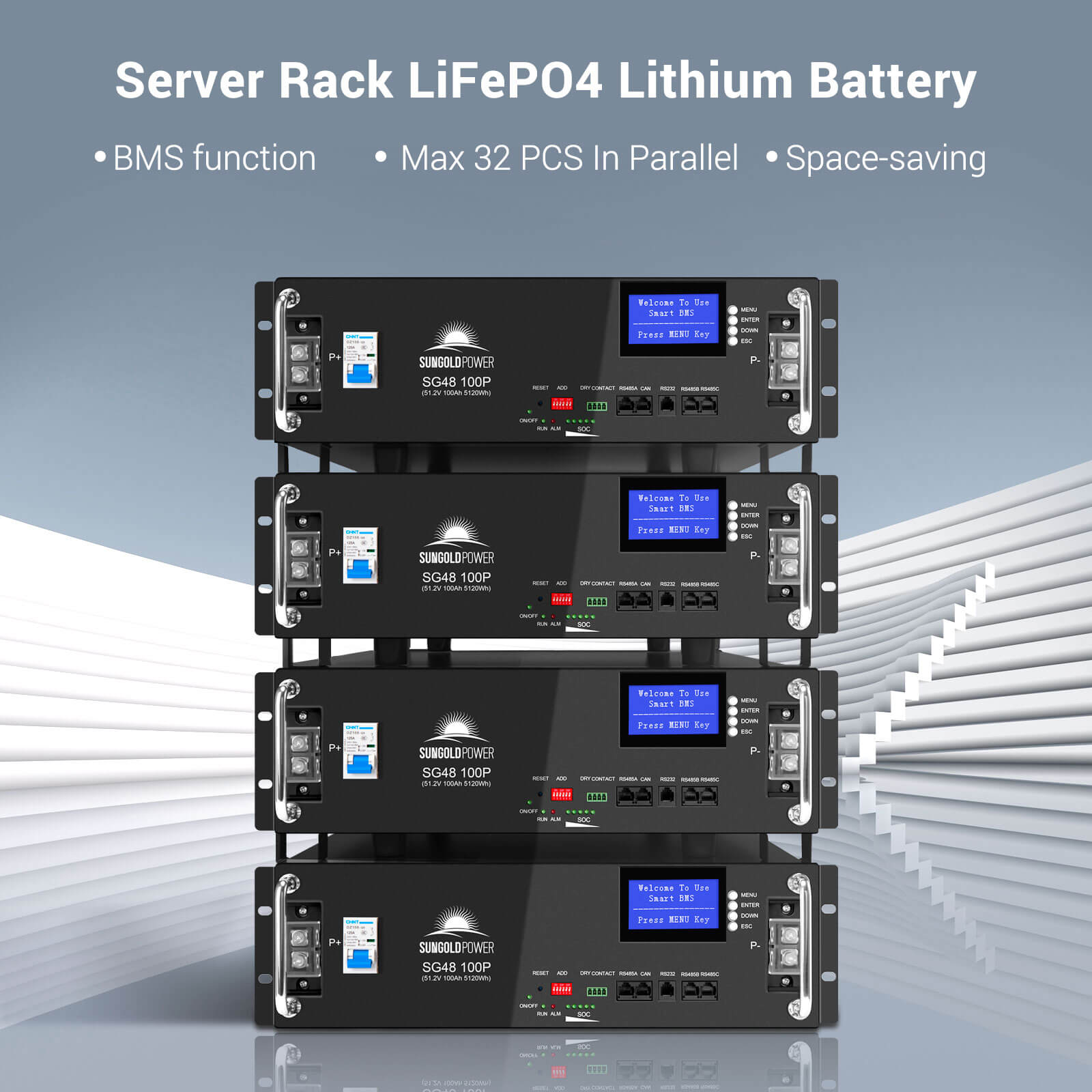 48V 100AH Server Rack LiFePO4 Lithium  Battery SG48100P