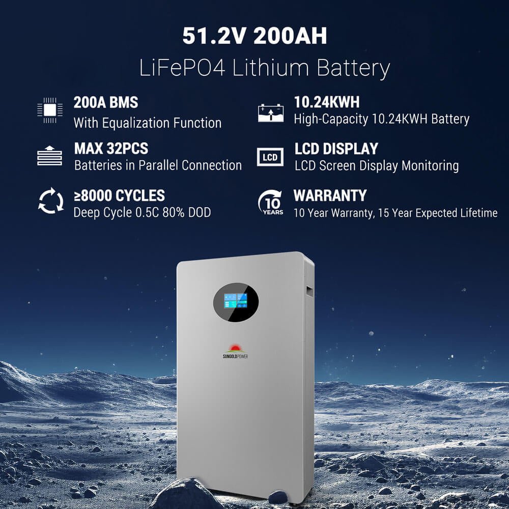 Off-Grid Solar Kit 8000W 48VDC 120V/240V LifePo4 10.24KWH-16.07KWH Lithium Battery 8 X 415 Watts Solar Panels SGR-8K10E