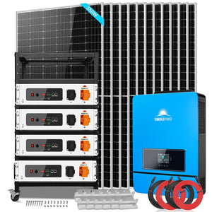 OFF GRID SOLAR KIT 12 X 550 WATTS SOLAR PANELS 25.6KWH LITHIUM BATTERY 10KW SOLAR INVERTER 48VDC 120V/240V SGR-10K25S