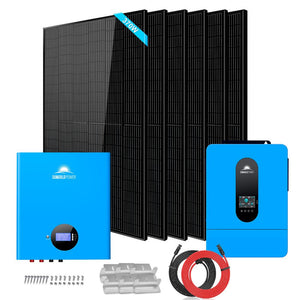 Off-Grid Solar Kit 6500W 48VDC 120/240VAC 5.12KWH PowerWall Lithium Battery 6 X 370 Watts Solar Panels SGM-655M