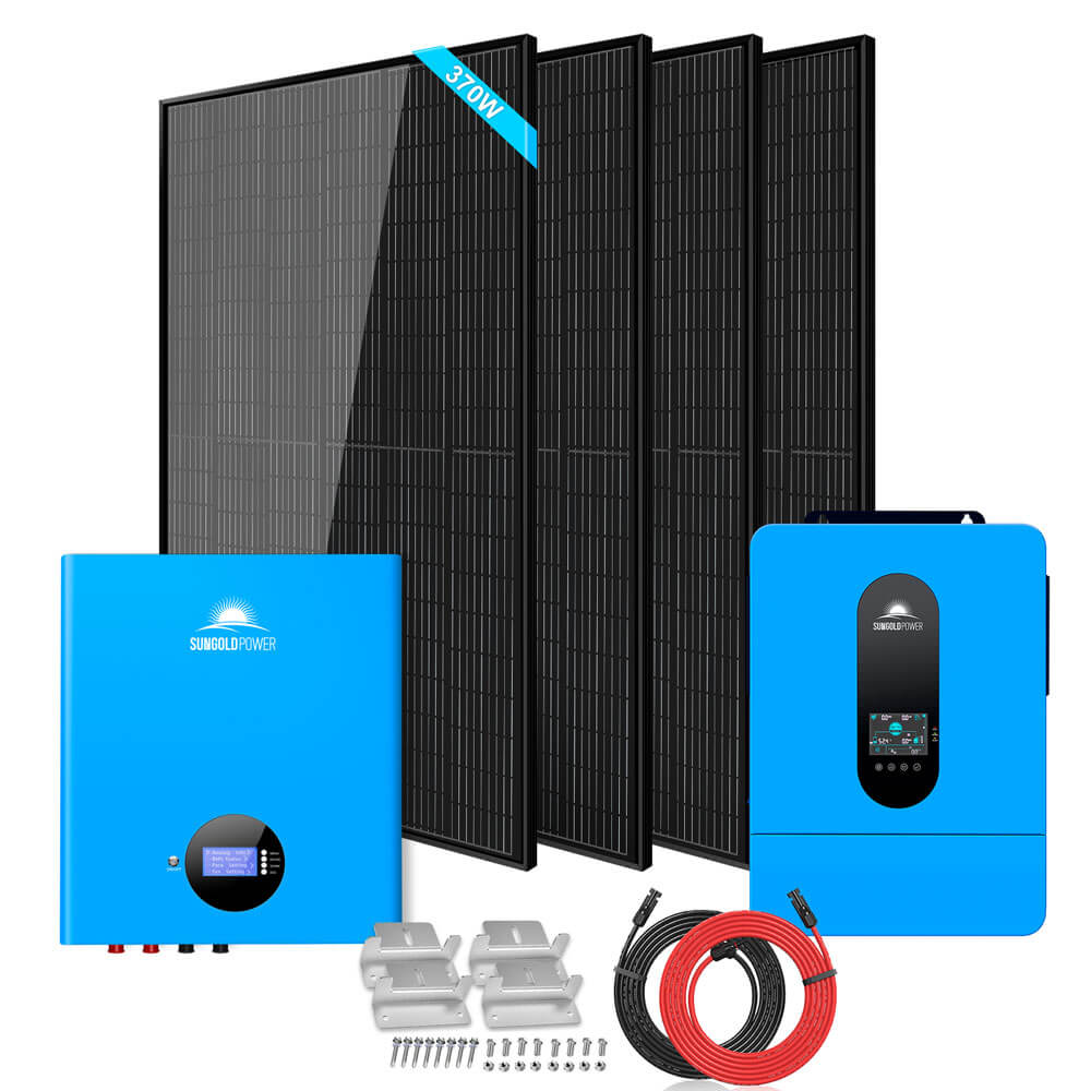 Off-Grid Solar Kit 6500W 48VDC 120/240VAC 5.12KWH PowerWall Lithium Battery 4 X 370 Watts Solar Panels SGM-655M