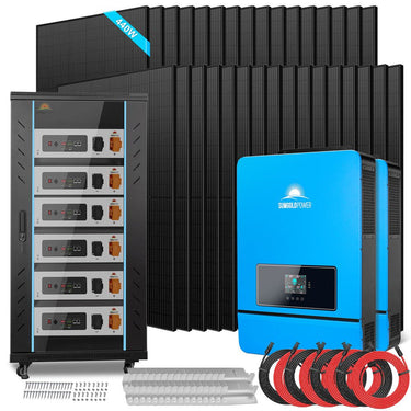 OFF GRID SOLAR KIT 20KW 48VDC 120V/240V LIFEPO4 30.72KWH-32.14KWH LITHIUM BATTERY 32 X 450 WATTS SOLAR PANELS SGR-20K30E