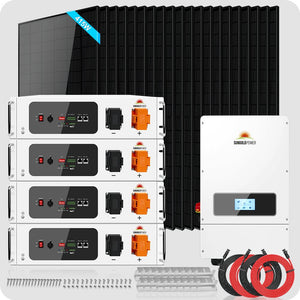 Complete Hybrid Solar Kit 10000W 48V 120V/240V output 20.48KWH Lithium Battery 8300 Watt Solar Panel