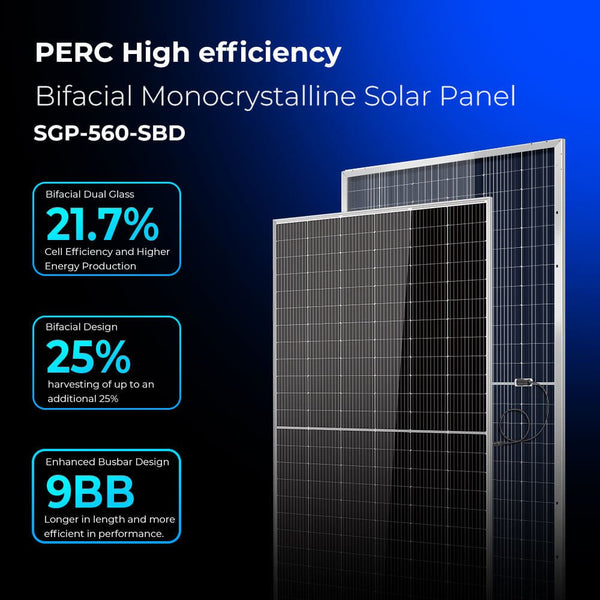 Shop 560W Bifacial PERC Solar Panel Online - SunGoldPower