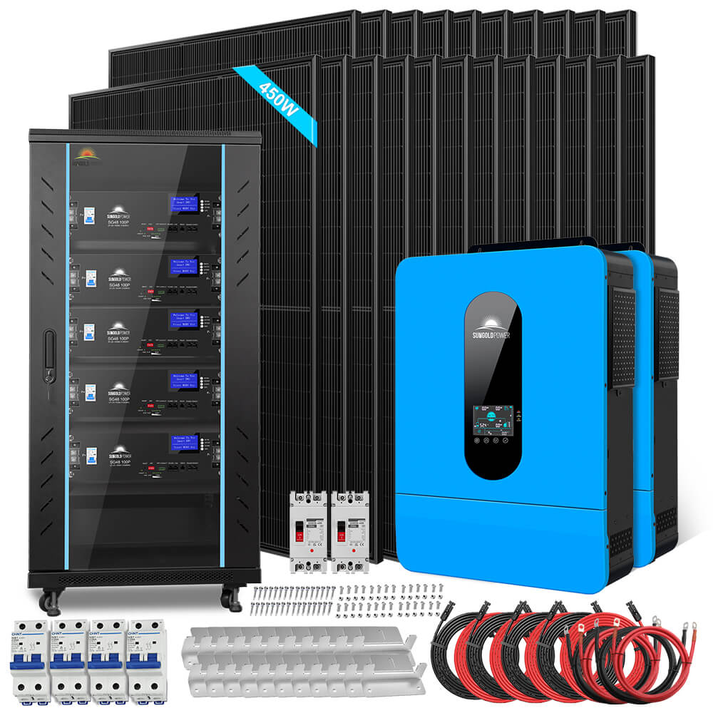 Off Grid Solar Kit 13000W 48VDC 120V/240KWH LiV LifePo4 25.6thium Battery 22 X 450 Watts Solar Panels SGR-13K25E