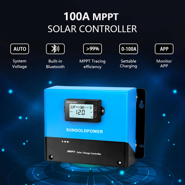 100A MPPT Solar Charge Controller Charge Controller 12V/24V, Solar Charge Controller MPPT 100amp with 5V 2 USB Ports Fit for Solar Panels 12V 24V Gel Sealed Flooded and Lithium Battery [2023 Upgraded 100A MPPT Solar Charge Controller Charge Controller 12V/24V, Solar Charge Controller MPPT 100amp with 5V 2 USB Ports Fit for Solar Panels 12V 24V Gel Sealed Flooded and Lithium Battery [2023 Upgraded