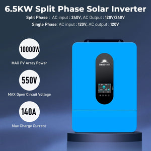 Off-Grid Solar Kit 13000W 48VDC 120VAC/240V 20.48KWH PowerWall Lithium Battery 12 X 370 Watts Solar Panels SGM-1320M