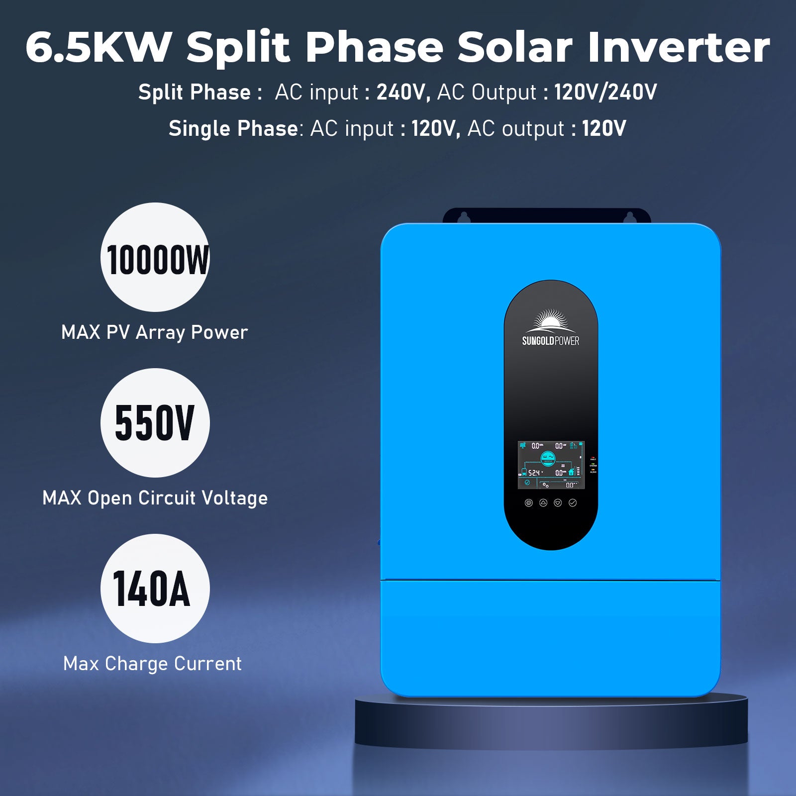 Off-Grid Solar Kit 8000W 48VDC 120V/240V LifePo4 10.24KWH-16.07KWH Lithium Battery 8 X 415 Watts Solar Panels SGR-8K10E
