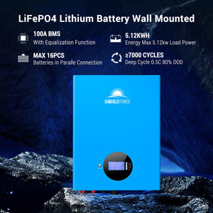 2 X 5.12KWH Powerwall LiFePO4 Lithium Battery SG48100M