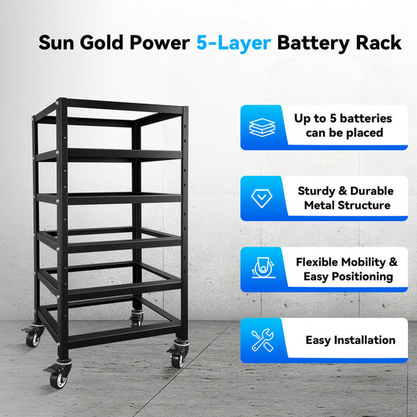 Large Server Rack Battery Rack SunGoldPower 5-Layer Battery Rack for 3U Server Rack Battery