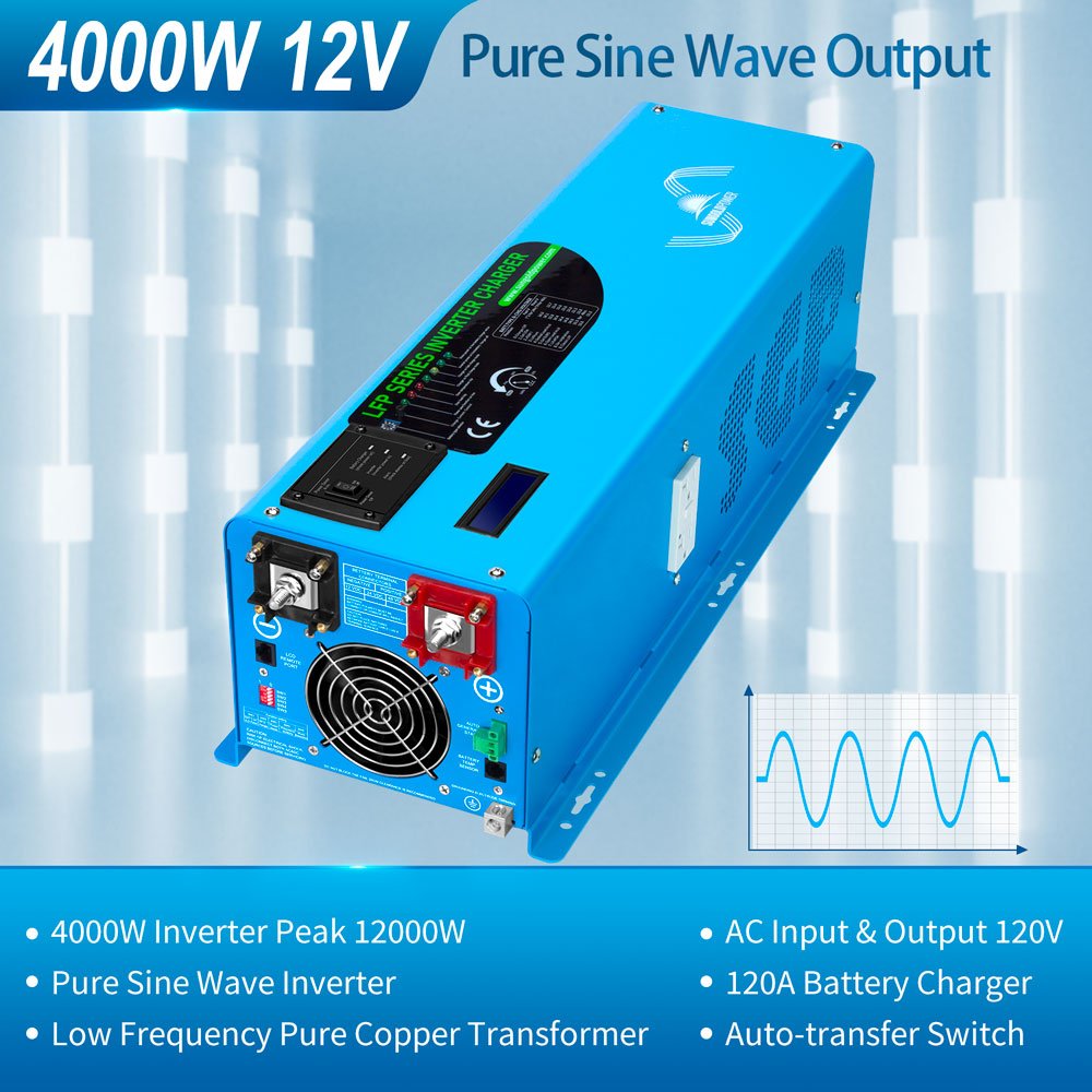 Off Grid Solar Kit 4000W Inverter 12VDC 120V/240V LiFePO4 Battery 1200 Watt Solar Back Up SGK-PR4S