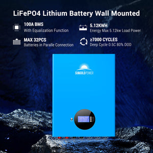 2 X 5.12KWH Powerwall LiFePO4 Lithium Battery SG48100M