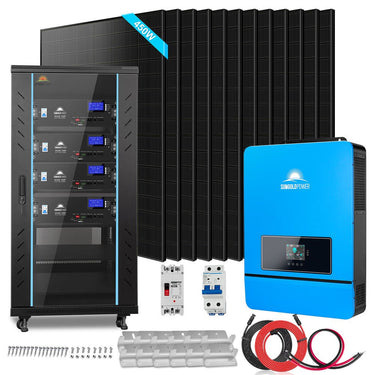 Off-Grid Solar Kit 10KW 48VDC 120V/240V LifePo4 20.48KWH Lithium Battery 12 X 450 Watts Solar Panels SGR-10K20E