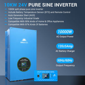 10000W 24V Split Phase Pure Sine Wave Inverter Charger