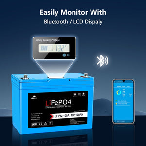 12V 100AH LiFePO4 Deep Cycle Lithium Battery / Bluetooth /Self-heating / IP65