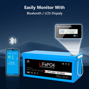 12V 100Ah/ 200Ah LiFePo4 Deep Cycle Lithium Battery Bluetooth / Self-Heating / IP65