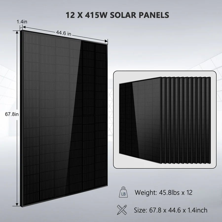 Off-Grid Solar Kit 18000W 48VDC 120V/240V LifePo4 30.72KWH Lithium Battery 20 X 415 Watts Solar Panels SGR-18K20E