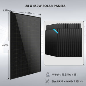 Hybrid Solar Kit 11.4KW 48V Split Phase 30.72KWH Lithium Battery 28 X 450 Watt Solar Panel SGH-11N3E