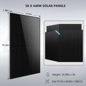 Hybrid Solar Kit 11.4KW 48V Split Phase 51.2 KWH Lithium Battery 36 X 440 Watt Solar Panel  SGH-11N5E