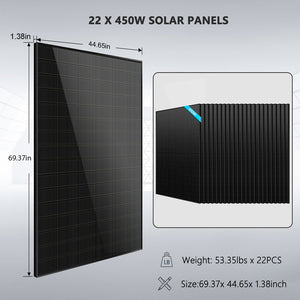 Off Grid Solar Kit 13000W 48VDC 120V/240KWH LiV LifePo4 25.6thium Battery 22 X 450 Watts Solar Panels SGR-13K25E