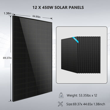 Complete off Grid Solar Kit 12000W 48V 120V/240V output 10.24KWH Lithium Battery 5400 Watt Solar Panel SGK-12MAX