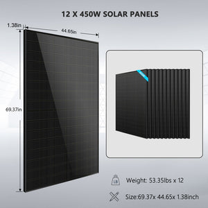 Complete off Grid Solar Kit 12000W 48V 120V/240V output 10.24KWH Lithium Battery 5400 Watt Solar Panel SGK-12MAX