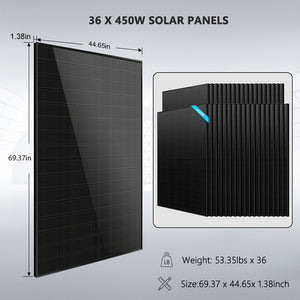 Hybrid Solar Kit 11.4KW 48V Split Phase 51.2 KWH Lithium Battery 36 X 450 Watt Solar Panel  SGH-11N5E