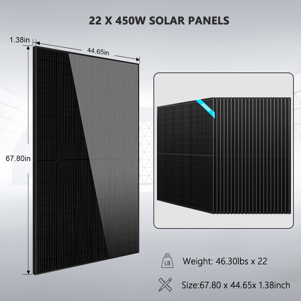 Off Grid Solar Kit 13000W 48VDC 120V/240KWH LiV LifePo4 25.6thium Battery 22 X 450 Watts Solar Panels SGR-13K25E