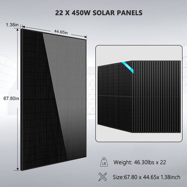 Off Grid Solar Kit 13000W 48VDC 120V/240KWH LiV LifePo4 25.6thium Battery 22 X 450 Watts Solar Panels SGR-13K25E