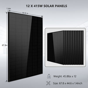 Off-Grid Solar Kit 12000W 48VDC 120V/240V LifePo4 25.6KWH Lithium Battery 12 X 415 Watts Solar Panels SGR-12K20E