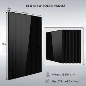 Off-Grid Solar Kit 13000W 48VDC 120V/240V LifePo4 20.48KWH Lithium Battery 14 X 415 Watts Solar Panels SGR-13KM