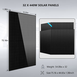 OFF GRID SOLAR KIT 20KW 48VDC 120V/240V LIFEPO4 30.72KWH LITHIUM BATTERY 32 X 440 WATTS SOLAR PANELS SGR-20K30E