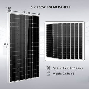 Off Grid Solar Kit 4000W Inverter 12VDC 120V/240V LiFePO4 Battery 1200 Watt Solar Back Up SGK-PR4S