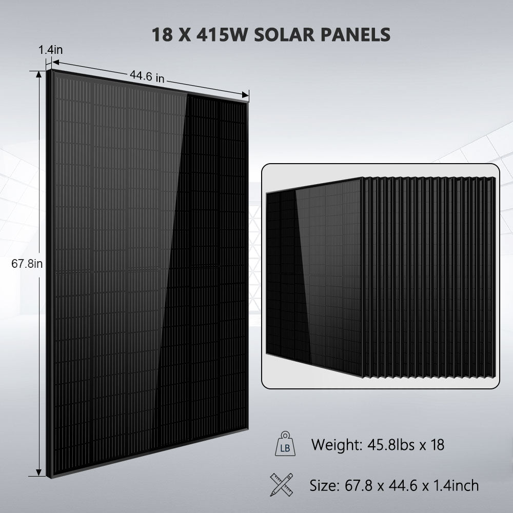 Off-Grid Solar Kit 18000W 48VDC 120V/240V LifePo4 30.72KWH Lithium Battery 20 X 415 Watts Solar Panels SGR-18K20E