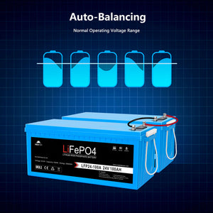 24V 100Ah LiFePo4 Deep Cycle Lithium Battery Bluetooth / Self-Heating / IP65