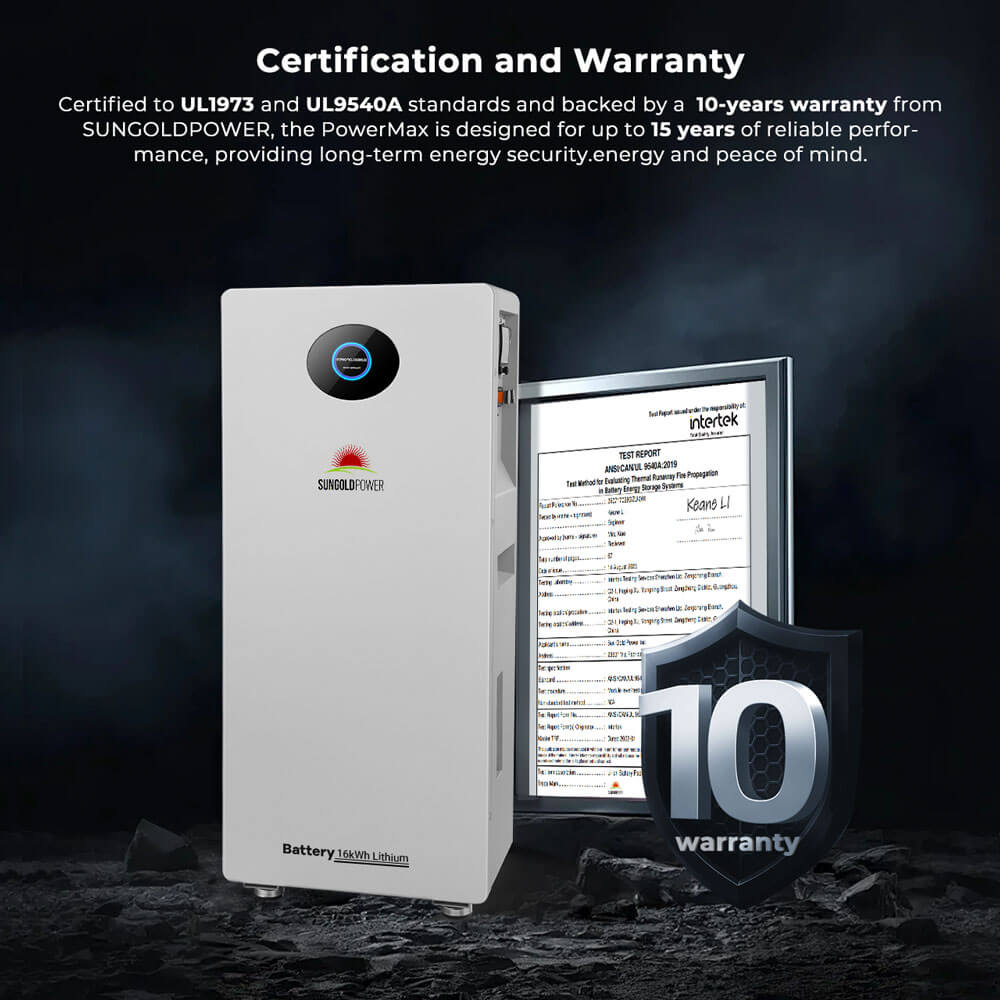 PowerMax 51.2V 314AH Outdoor Energy Storage Battery  UL1973 & UL9540A CEC Listed