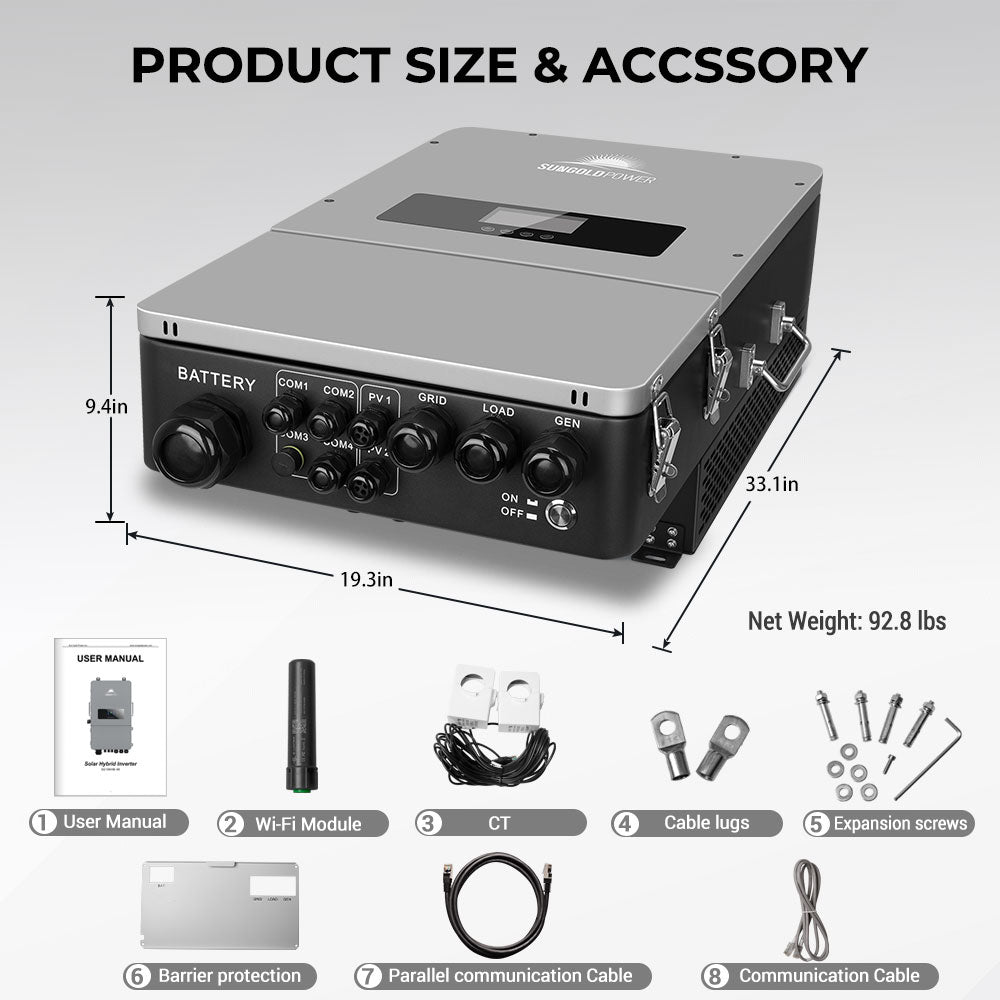 10KW Hybrid Inverter 48V Split Phase Grid Feedback Batteryless