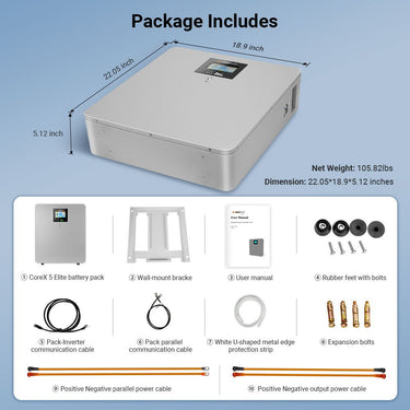 CoreX 5 Elite Wall Mounted 48V 100AH Residential Energy Storage Battery Pack Wi‑Fi & Bluetooth