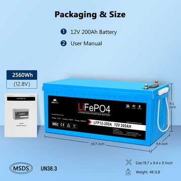 12V 200Ah LiFePo4 Deep Cycle Lithium Battery Bluetooth / Self