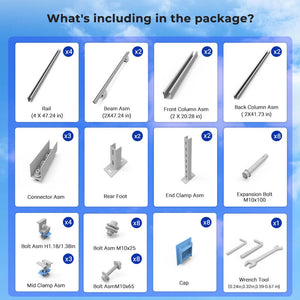 Modular & Expandable Ground Mount Brackets for 2× 400W–590W Solar Panels | Heavy-Duty Adjustable