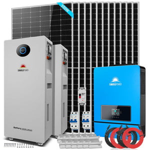 OFF GRID SOLAR KIT 12 X 550 WATTS SOLAR PANELS 20.48KWH-32.14KWH LITHIUM BATTERY 10KW SOLAR INVERTER 48VDC 120V/240V SGR-10K25S