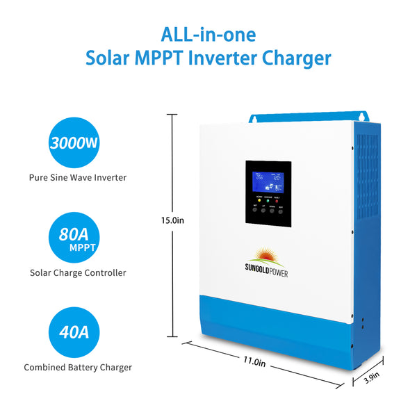 3000W 24V Solar Inverter Charger Pure Sine Wave Inverter for Solar -  SunGoldPower