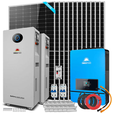 OFF GRID SOLAR KIT 12 X 550 WATTS SOLAR PANELS 20.48KWH-32.14KWH LITHIUM BATTERY 10KW SOLAR INVERTER 48VDC 120V/240V SGR-10K25S