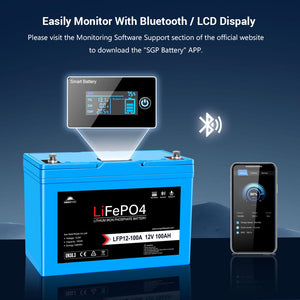 12V 100Ah/ 200Ah LiFePo4 Deep Cycle Lithium Battery Bluetooth / Self-Heating / IP65