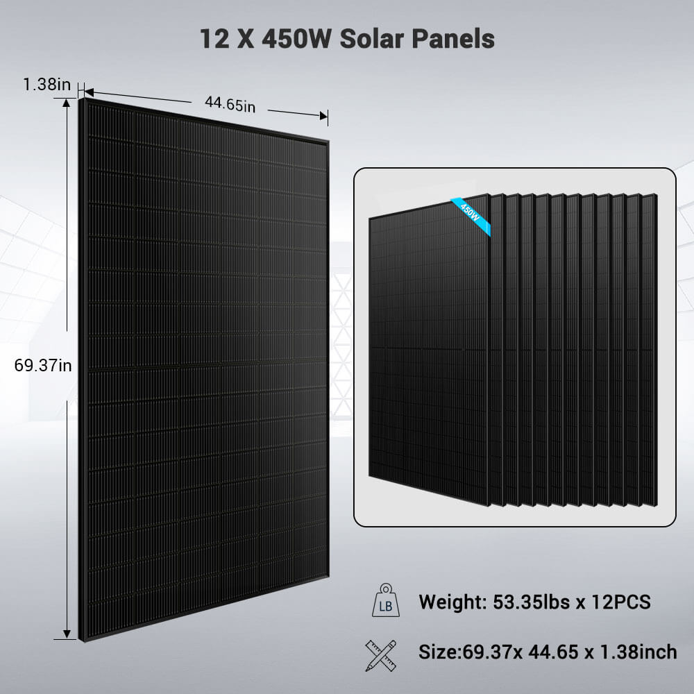 Off-Grid Solar Kits 12kW/15kW/18kW Options 120V/240V with 48v LiFePO4 Lithium Batteries & 450 Watts Solar Panels SGR-18K20E