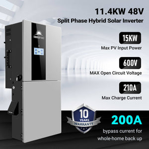 Hybrid Solar Kit 11.4KW 48V Split Phase 30.72KWH Lithium Battery 28 X 450 Watt Solar Panel (Optional) SGH-11N3E