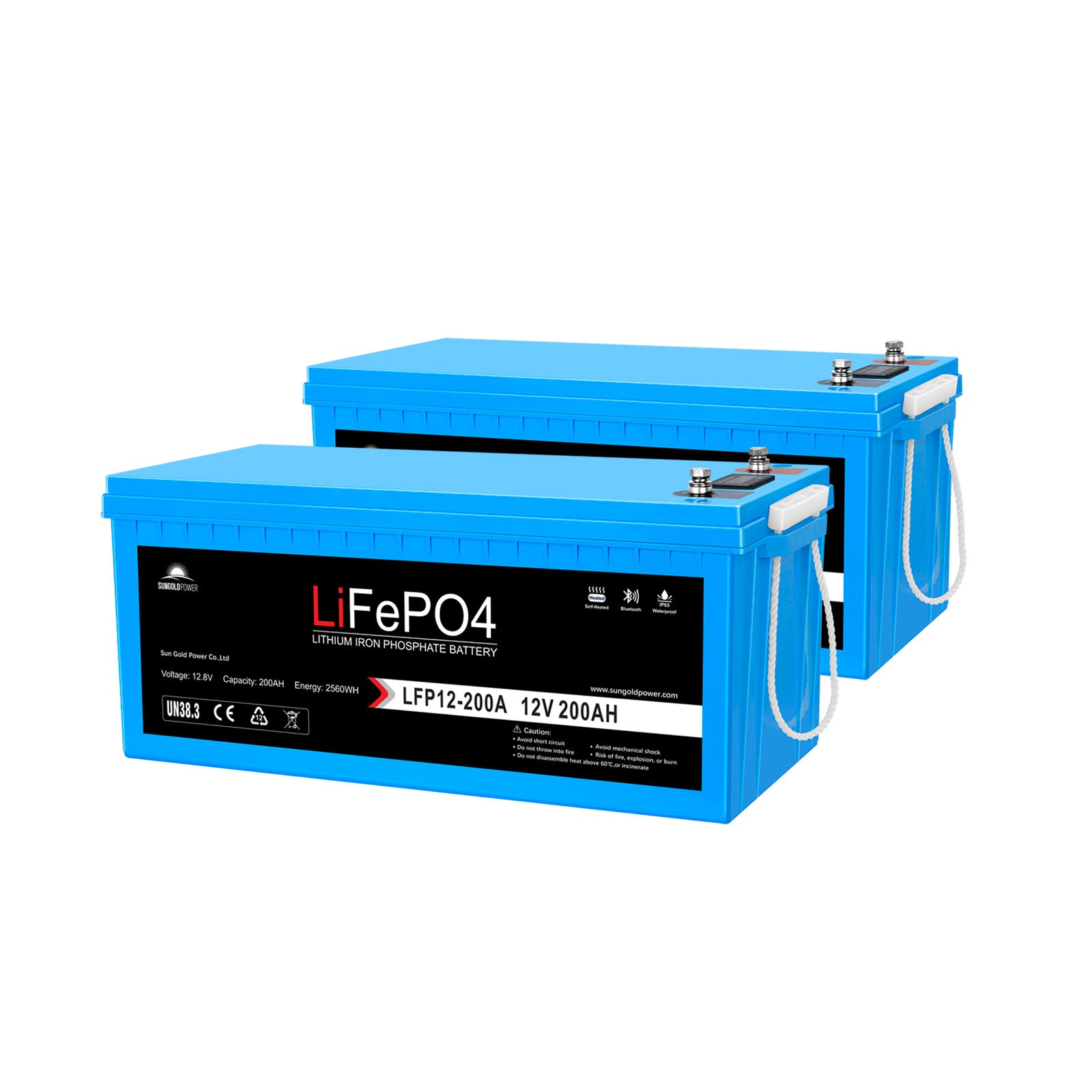 2 X 12V 200Ah LiFePo4 Deep Cycle Lithium Battery Bluetooth / Self-Heating / IP65