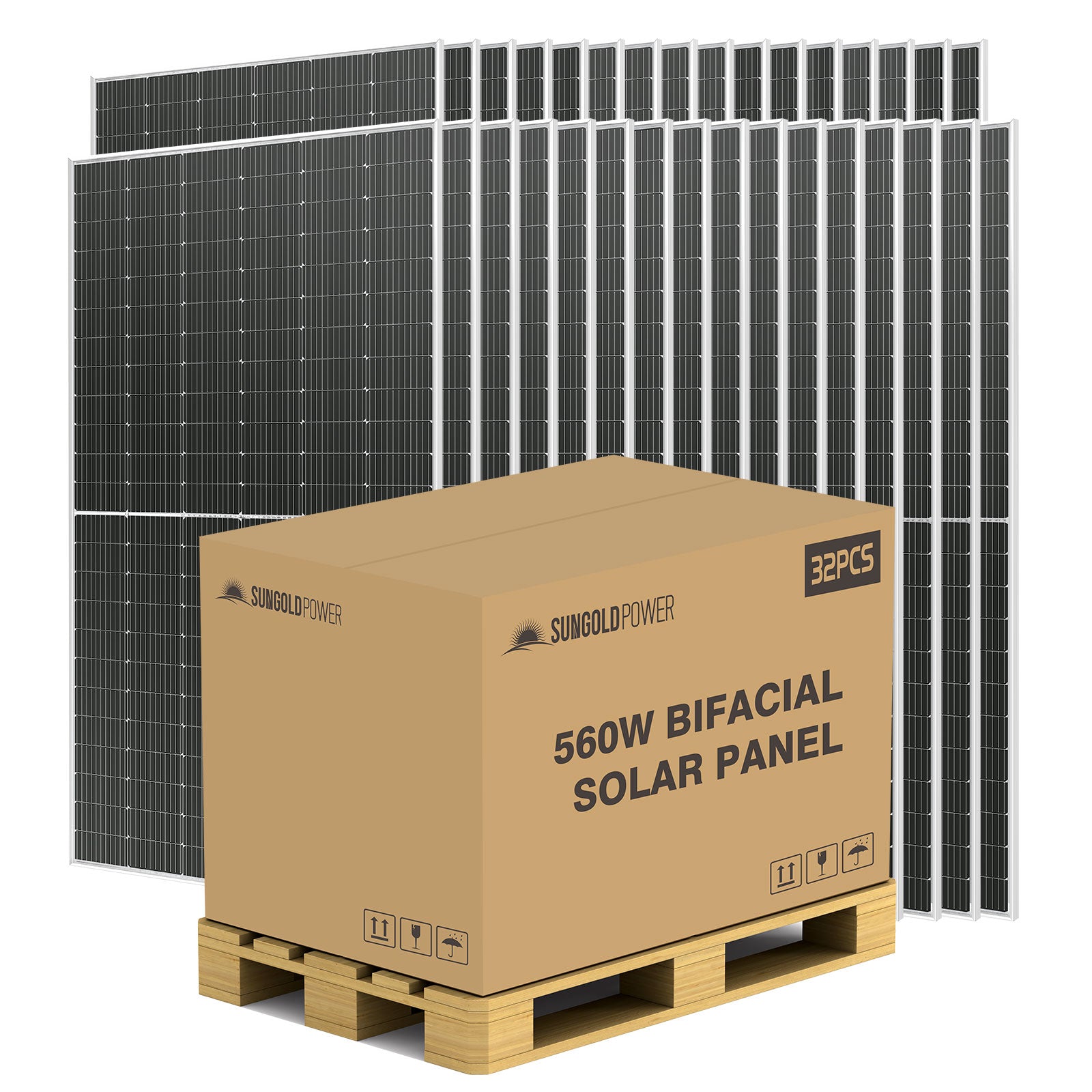 560 WATT BIFACIAL PERC SOLAR PANEL FULL PALLET (32 PANELS)