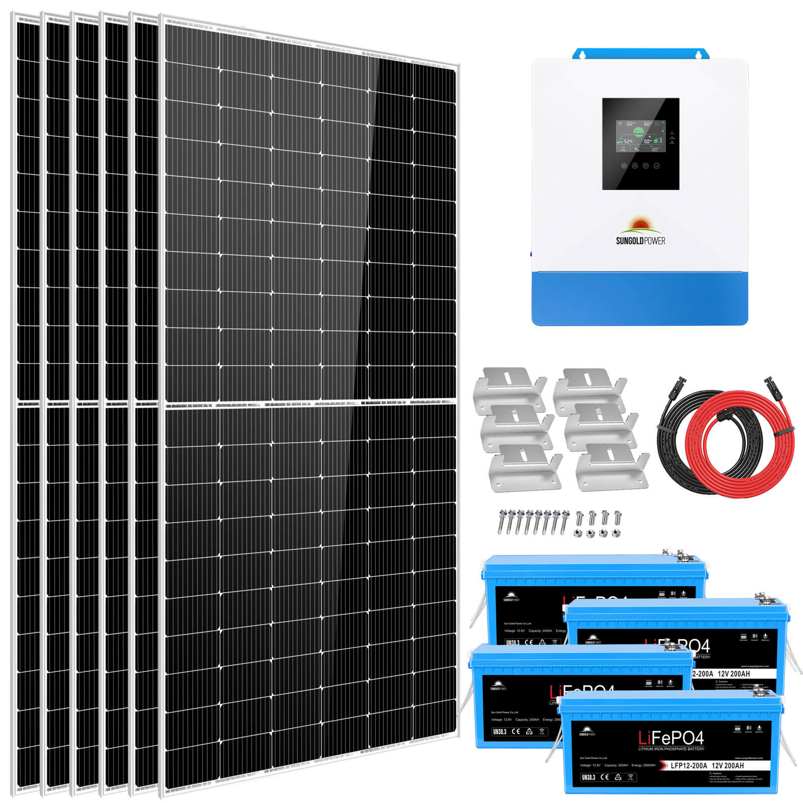 Solar Kit 5000W 48V 120V output 10.24KWH Lithium Battery 2700 Watt Solar Panel SGK-5PRO