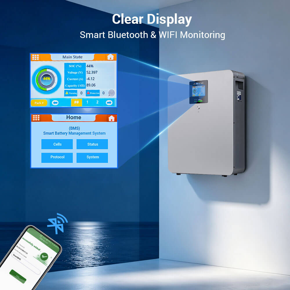 CoreX 5 Elite Wall Mounted 48V 100AH Residential Energy Storage Battery Pack Wi‑Fi & Bluetooth